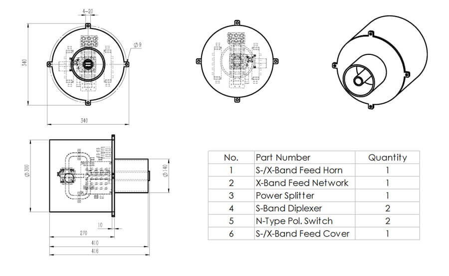 S/X Dual Band Feed System for Operational Environmental Satellites (GOES) 